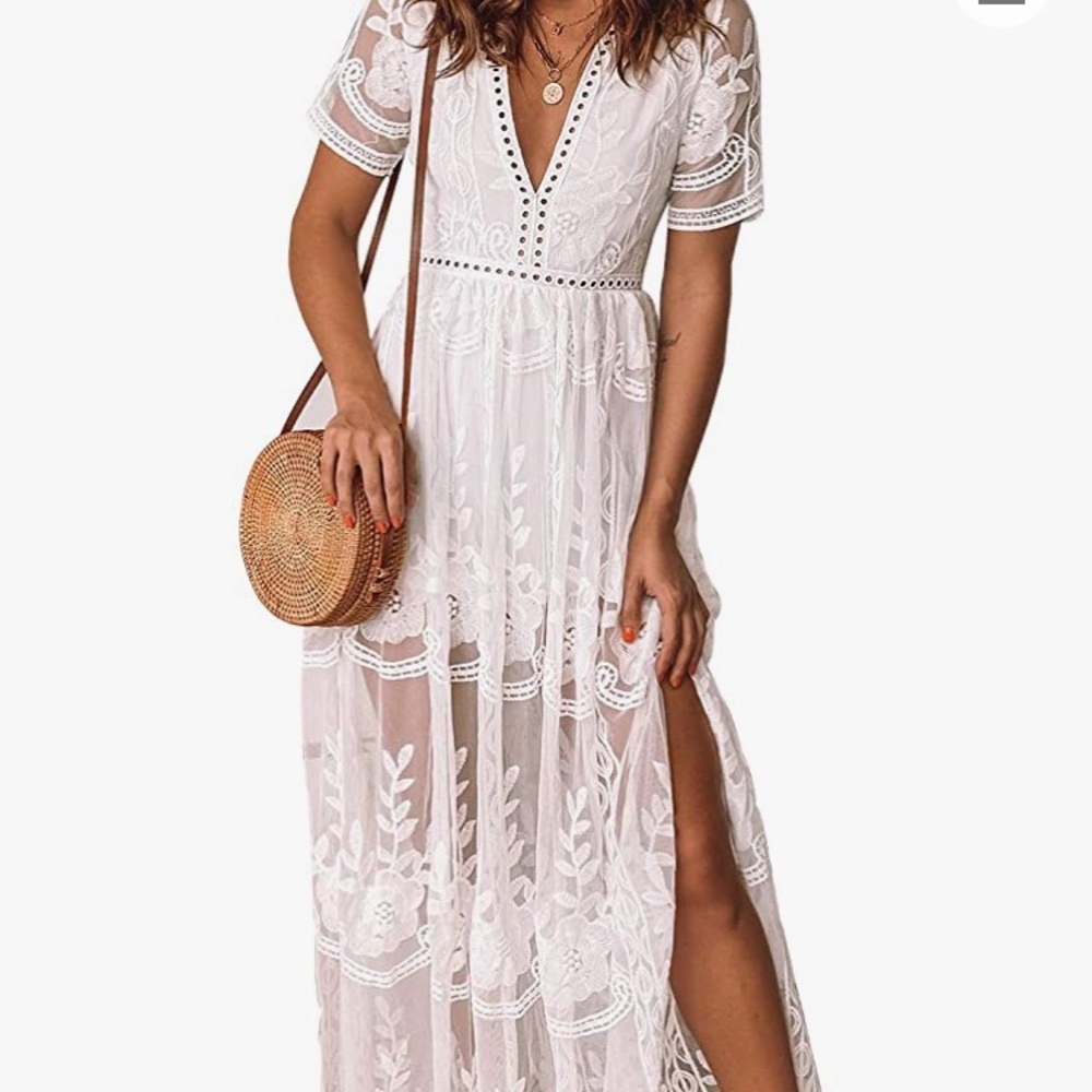 White lace maxi dress
